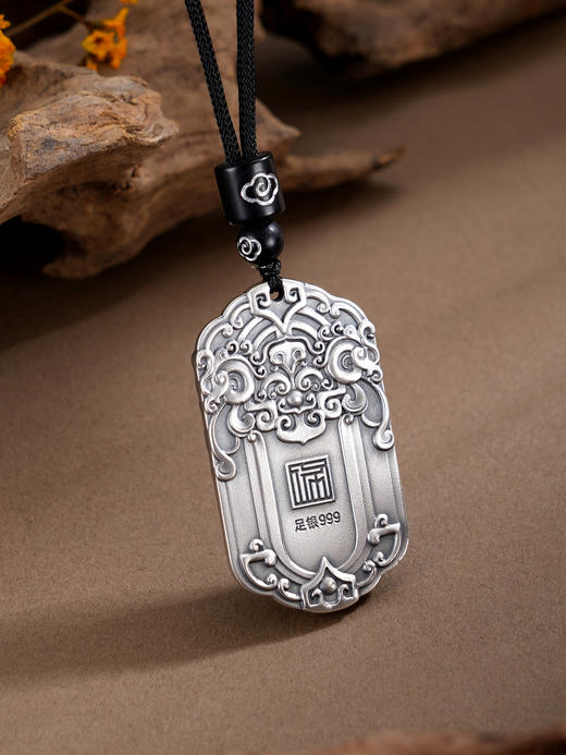 子佩集【云起龙腾】S999银套链【BX0280972】仿古镀金项链带绳龙头可转动原创作品2510 商品图5