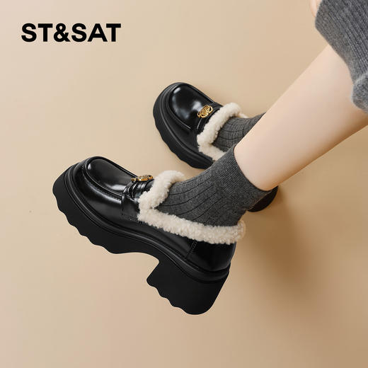 星期六复古山茶花加绒保暖厚底乐福SSD411DT6D 商品图3