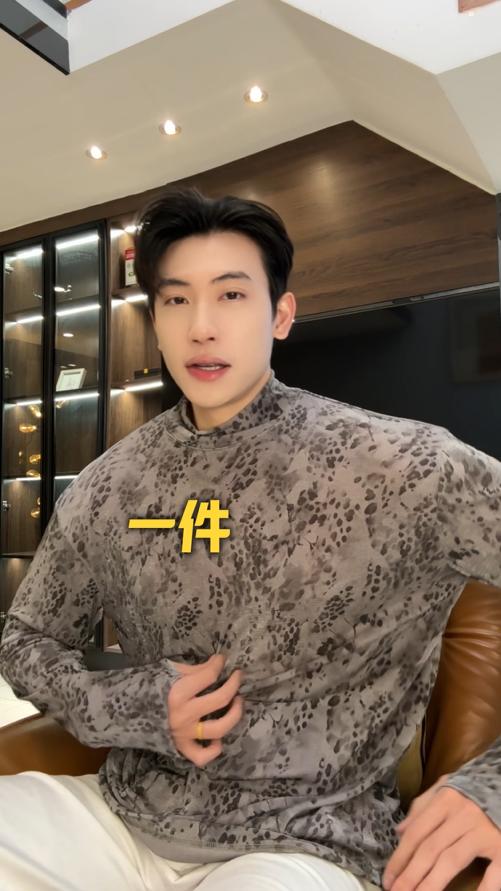 T4899SDSA男士秋冬新款痞帅男装潮牌简约撞色豹纹半高领长袖T恤休闲潮 商品图0