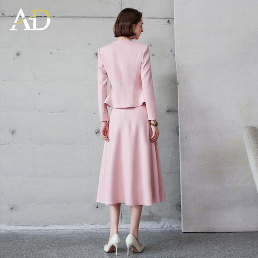AD新中式轻国风套装秋季长袖外套2024新款通勤粉色职业装洋气伞裙 商品图4