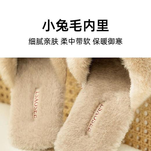 【貂绒翻毛牛筋底防水防滑】男室内居家女PU皮面情侣棉拖鞋 商品图2