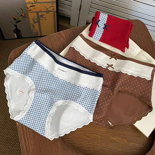 英伦复古格纹撞色宽边腰头女式内裤-纪念日百货门店同款166793231 商品图1