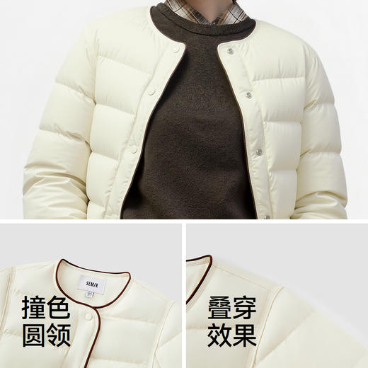 森马羽绒服女冬季轻薄90绒子花苞设计感2025新款叠穿宽松撞色上衣 商品图3