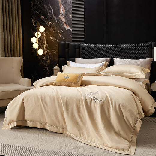 多喜爱 50S全棉色织银丝提花四件套 秋日麦田/暮云笺hl【50S银丝提花】 【全棉材质】【浮雕肌理】【精美刺绣】轻奢礼箱 柔润丝光 质感柔滑 莹亮光泽 花型立体 商品图2