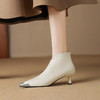 【预售5天】尖头侧拉链短靴女新款猫跟及裸靴洋气金属头软皮短筒瘦瘦靴SLLK&sl-7967 商品缩略图4