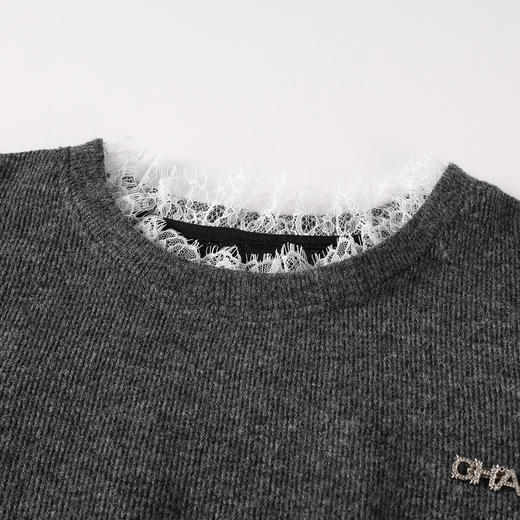 奢姿大码女装2025冬季蕾丝花边减龄两件套胖妹妹蝴蝶结半松紧套装9954953818AB 商品图1