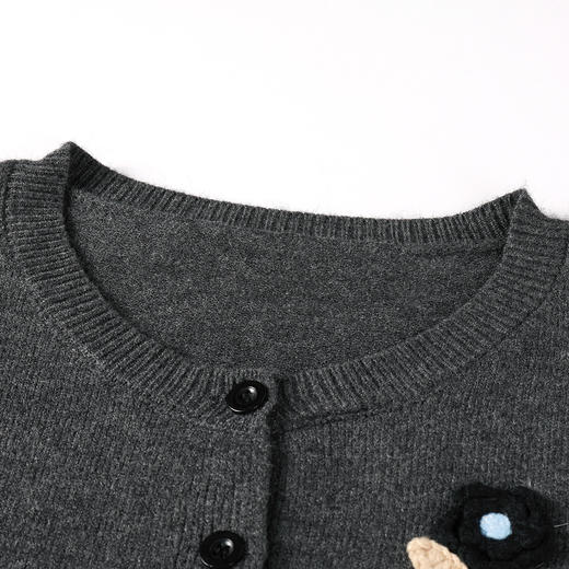 奢姿大码女装2025秋季胖妹妹时尚花朵刺绣针织开衫气质减龄上衣9854691075 商品图2