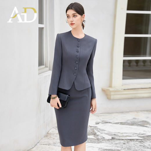 AD轻熟风名媛高端职业西服套装女长袖工作服两件套通勤西装半身裙 商品图2