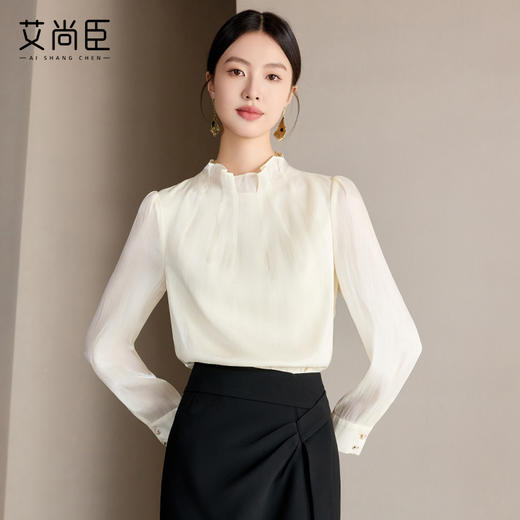 艾尚臣怦然心动流光纱衬衫女2025新款高级感通勤轻奢减龄洋气上衣 商品图3
