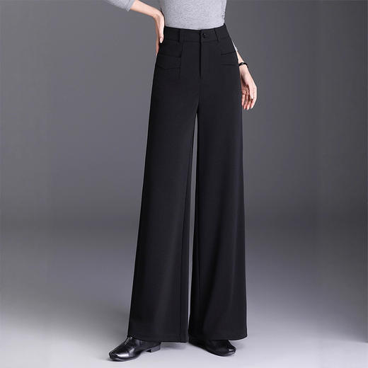 QYM  NX2608毛呢西装阔腿裤高腰宽松直筒休闲裤大码裤 商品图0