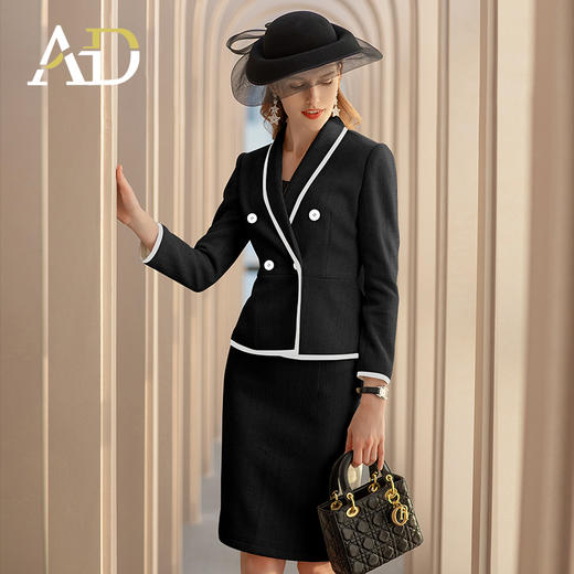 AD高端名媛职业套装女神范时尚气质小香风套裙秋季新款空姐工作服 商品图1