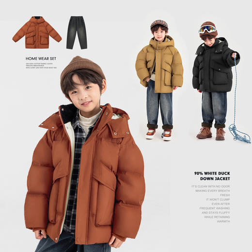 【件件底价，童装双倍积分】多多家男童三防羽绒服2025新款秋冬款儿童中大童面包服外套冬装厚10879 商品图2