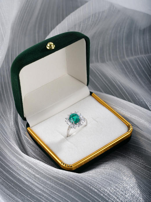 子佩集【翠华】S925银戒指【RM0473-XF】培育宝石祖母绿大号2510 商品图1