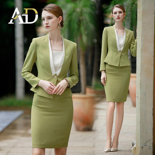 AD无领西装外套女长袖西服套装春秋高端珠宝酒店工作服空姐制服 商品图2