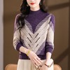 CC2025秋冬半高领撞色菱形提花毛衣女短款长袖针织衫保暖内搭打底衫 商品缩略图2