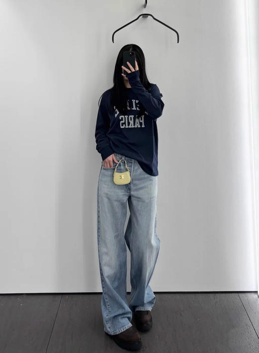 赛琳 25秋冬新款 字母植绒蓝色卫衣（TM） 商品图1