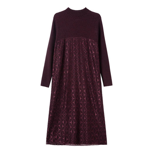 CC网纱拼接连衣裙过膝轻奢高级感针织长裙冬季新款气质显瘦裙子内搭 商品图4