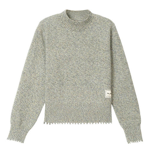 CC2025秋冬新款半高领花纱针织衫女复古下摆波浪边显瘦百搭打底上衣 商品图4