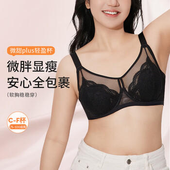 奶糖派微甜PLUS轻盈杯大码大底围文胸全罩杯防凸点蕾丝透气软钢圈内衣女 商品图0