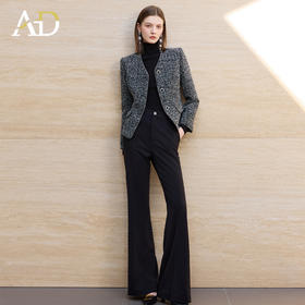 AD通勤套装女秋冬高级感气质粗花呢外套阔腿裤两件套显高显瘦西裤