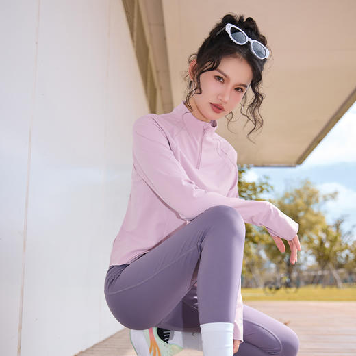 多威圆领衫女新款半开襟长袖上衣速干舒适运动装2352105 商品图2