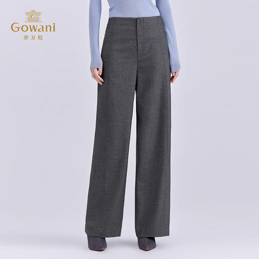 乔万尼新品高级感老钱风高智穿搭直筒显瘦长裤EZ3F148 商品图7