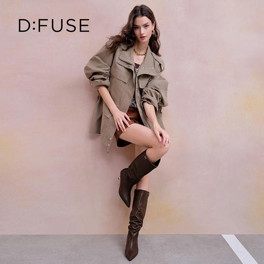 Dfuse迪芙斯2025冬季新款及膝冬长靴甜酷机车靴增高显瘦堆堆靴女靴DFD4117016 商品图1