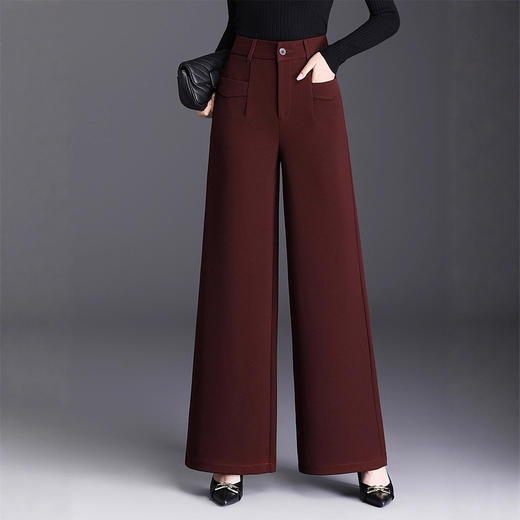 QYM  NX2608毛呢西装阔腿裤高腰宽松直筒休闲裤大码裤 商品图2