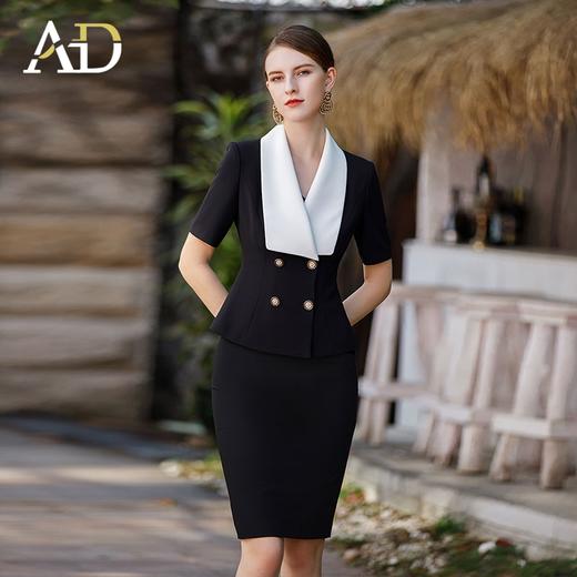 AD高级感娃娃领西装套装女黑色小香风名媛两件套时尚气质工作服 商品图0