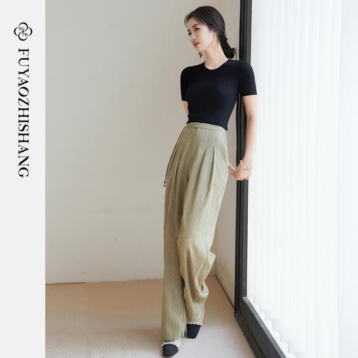 FUYAO扶摇 2025夏季天丝针织T恤女圆领短袖小衫修身显瘦短袖上衣 商品图4