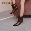 Dfuse迪芙斯2025冬季新款宽筒堆堆靴复古堆皱尖头细跟短靴DFD4116021 商品缩略图0