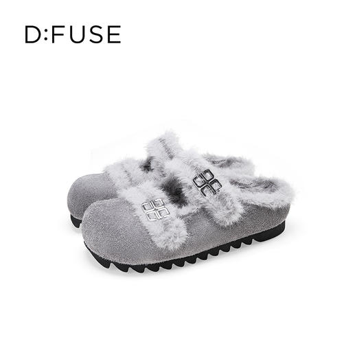 Dfuse迪芙斯2025秋季新款轻便外穿包头凉拖双条带毛毛勃肯鞋女DFD4110007 商品图12