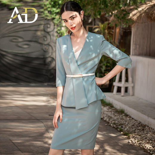 AD正式场合职业装浅色西装套装女春夏名媛正装套裙高端美容院工装 商品图1