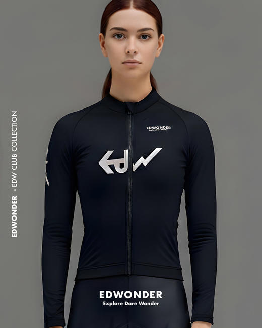 EdW骑聚(女)抓绒长袖车衣-黑色Jersey 商品图1