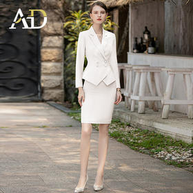 AD高端白色西装套装女收腰显瘦西服小洋装两件套新款主持人正装
