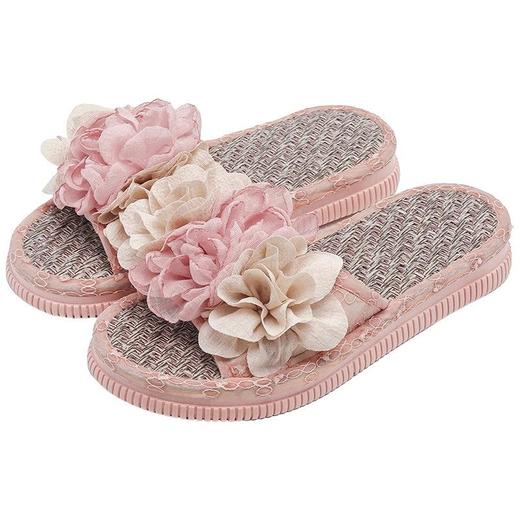 【雪纺花朵优雅甜美亚草凉拖鞋】女室内防滑软底厚底居家鞋可外穿 商品图4