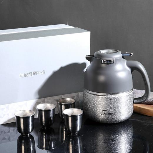 日本品牌定制！钛内胆！4个纯钛水杯！食品级带茶漏带温显保温壶咖啡壶套装 商品图1