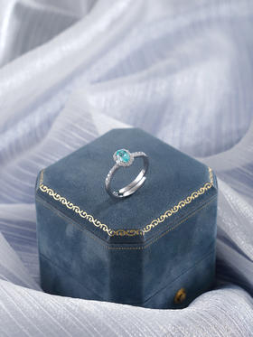 子佩集【宁静之海】S925银戒指【RM0517-XF】培育宝石帕拉伊巴蓝碧玺条钻2510