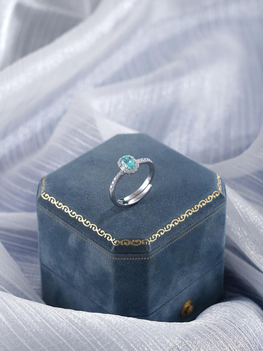 子佩集【宁静之海】S925银戒指【RM0517-XF】培育宝石帕拉伊巴蓝碧玺条钻2510 商品图0