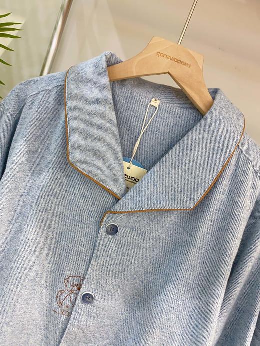 松植屋秋冬男款《萌趣》加厚磨毛绒布长袖睡衣套装100%全棉绒布家居服 商品图2