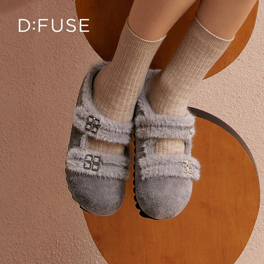 Dfuse迪芙斯2025秋季新款轻便外穿包头凉拖双条带毛毛勃肯鞋女DFD4110007 商品图1
