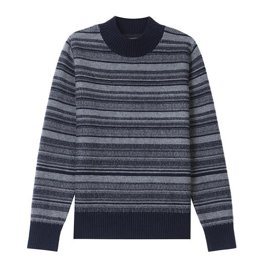 CC优雅时尚半高领条纹针织衫女秋冬新款修身显瘦撞色毛衣百搭打底衫 商品图4