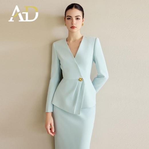 AD设计西装外套高端无领蓝色正装套装2025新款秋季时尚气质工作服 商品图2