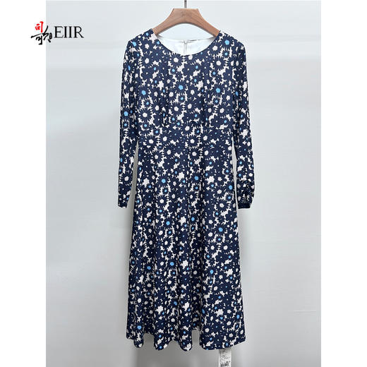 司歌针织弹力圆领长袖连衣裙收腰印花秋冬裙A881196 商品图4