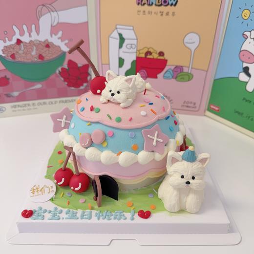 樱桃卡通西高地小狗小动物蛋糕-低糖处理无添加 商品图0