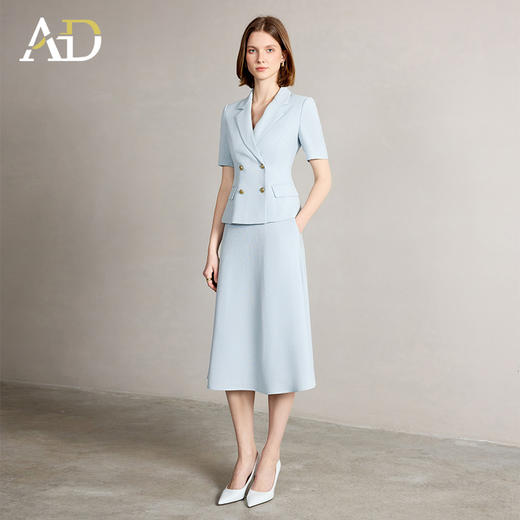 AD夏季西装套装女2025新款清新蓝色半身伞裙两件套职场通勤女装 商品图0