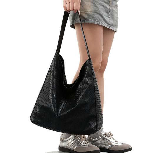 笙观相沐女士复古编织托特包 时尚百搭 休闲编织包 上班通勤 大容量托特包 商品图2