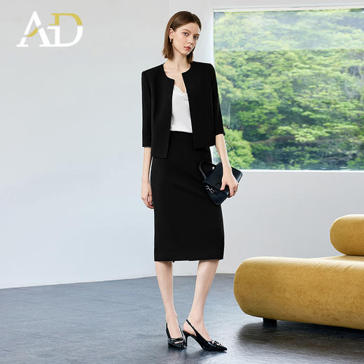 AD高端薄款黑色西装套装女2025新款秋季小个子高级感气质职业西服 商品图4
