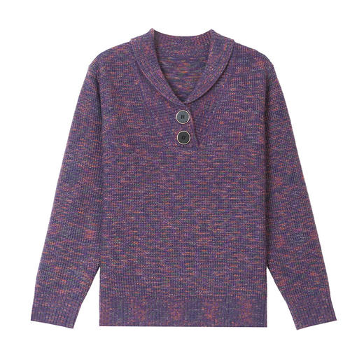 CC复古小香风V领双扣亮丝针织衫女秋冬酒红色气质内搭外穿宽松毛衣 商品图4