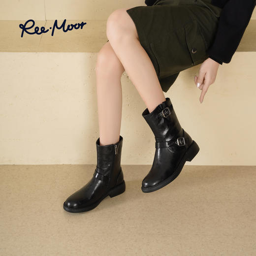 REEMOOR睿慕丨2025年秋冬英伦风帅气皮带扣短靴 商品图5